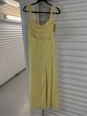 Birdy Grey Pale Yellow Maxi Dress with Draped Cowl wedding prom size S